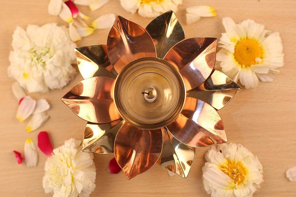 Brass Lotus Diyas, 3 Inch (Set of 12)