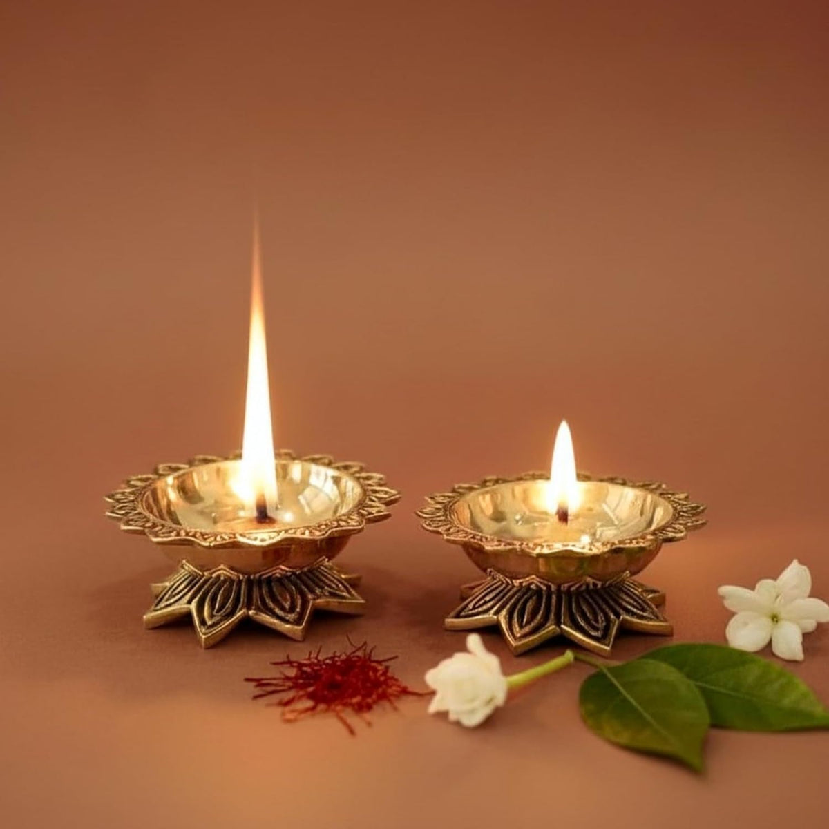 Brass Padma Lotus Diya (Set of 2)