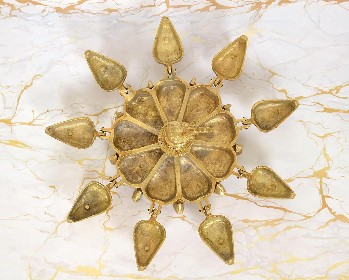 Brass Peacock Kumkum Box, 9 Compartments