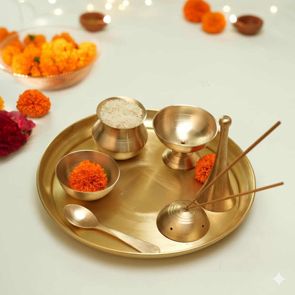 Brass Pooja Thali Set of 7