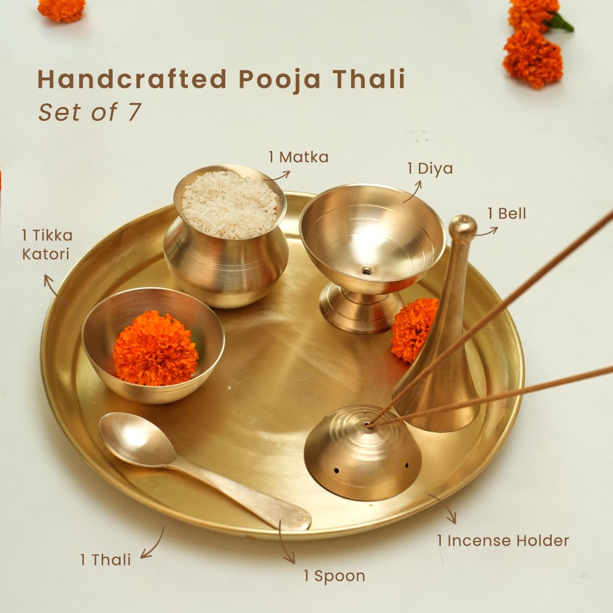Brass Pooja Thali Set of 7