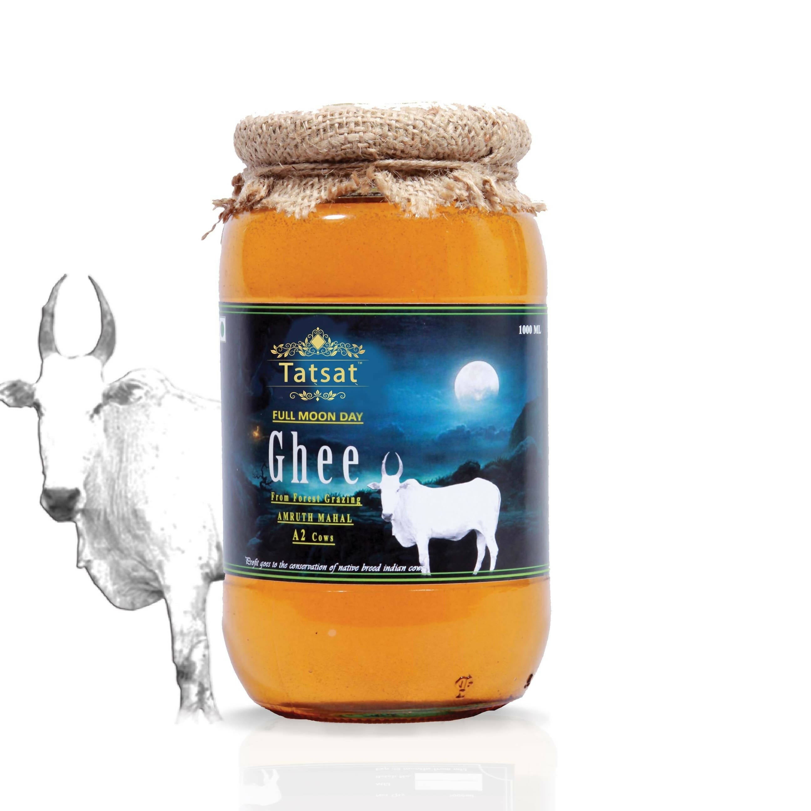 Tatsat Full Moon Day Ghee From Forest Gazing Amruth Mahal A2 Cows | Indian Hallikar Cow Ghee, Pure A2 Ghee, Natural & Healthy, Non-GMO - Mytrendzcart