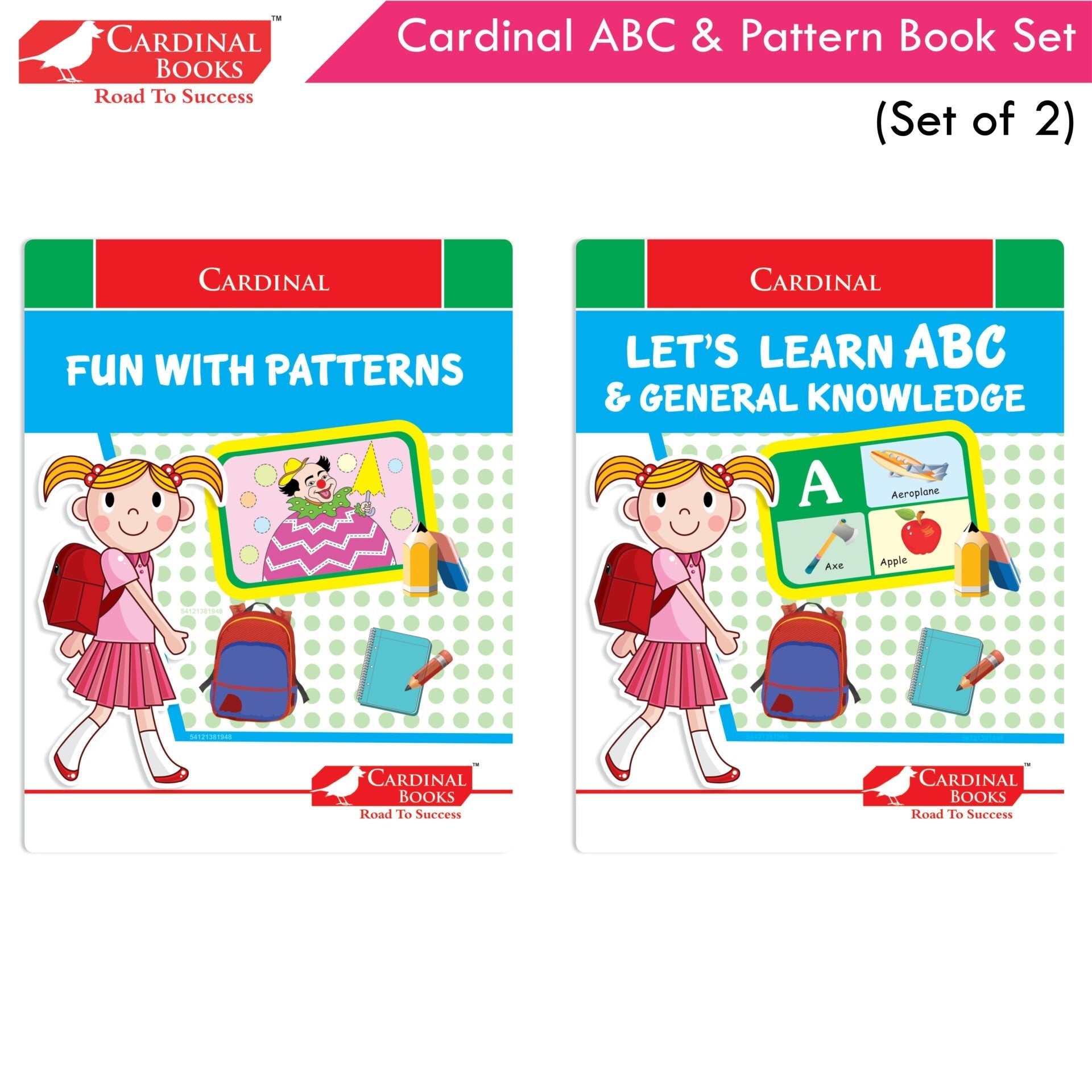 Cardinal ABC & Pattern Book Set (Set Of 2)| Alphabet Picture Book|General Knowledge Book|Pattern Writing Book| Combo Book for Kids| Ages 3 - 5 Years - Mytrendzcart