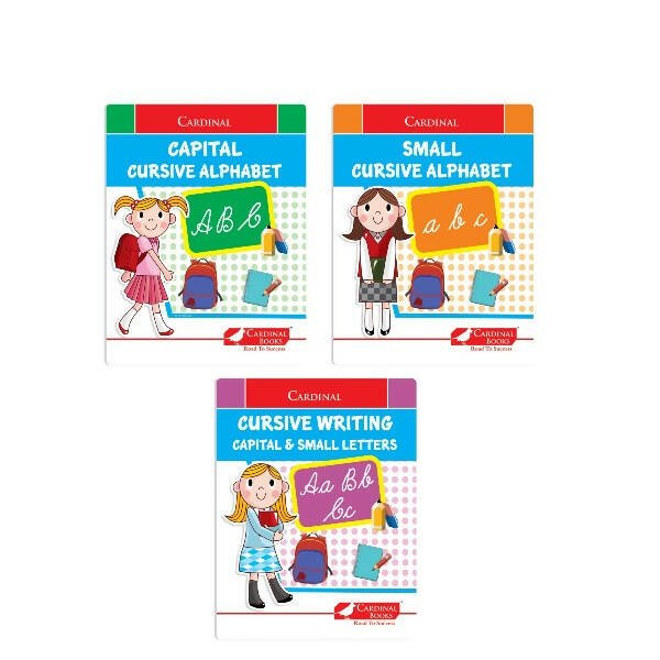 Cardinal Cursive Alphabet Capital and Small Letter Writing Practice Books for Kids| Set of 3|Kindergarten Book for Kids Ages 3 - 7 Years - Mytrendzcart