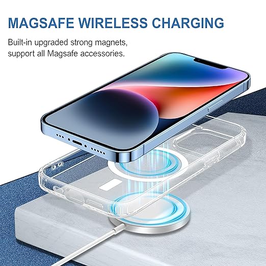 CEDO Magfit Cover for iPhone 13 / iPhone 14 (6.1 inch) | Mag - Safe Wireless Charging | Designed with Magnetic Lock Shockproof Phone Bumper Transparent Back Case Cover (Clear) - Mytrendzcart