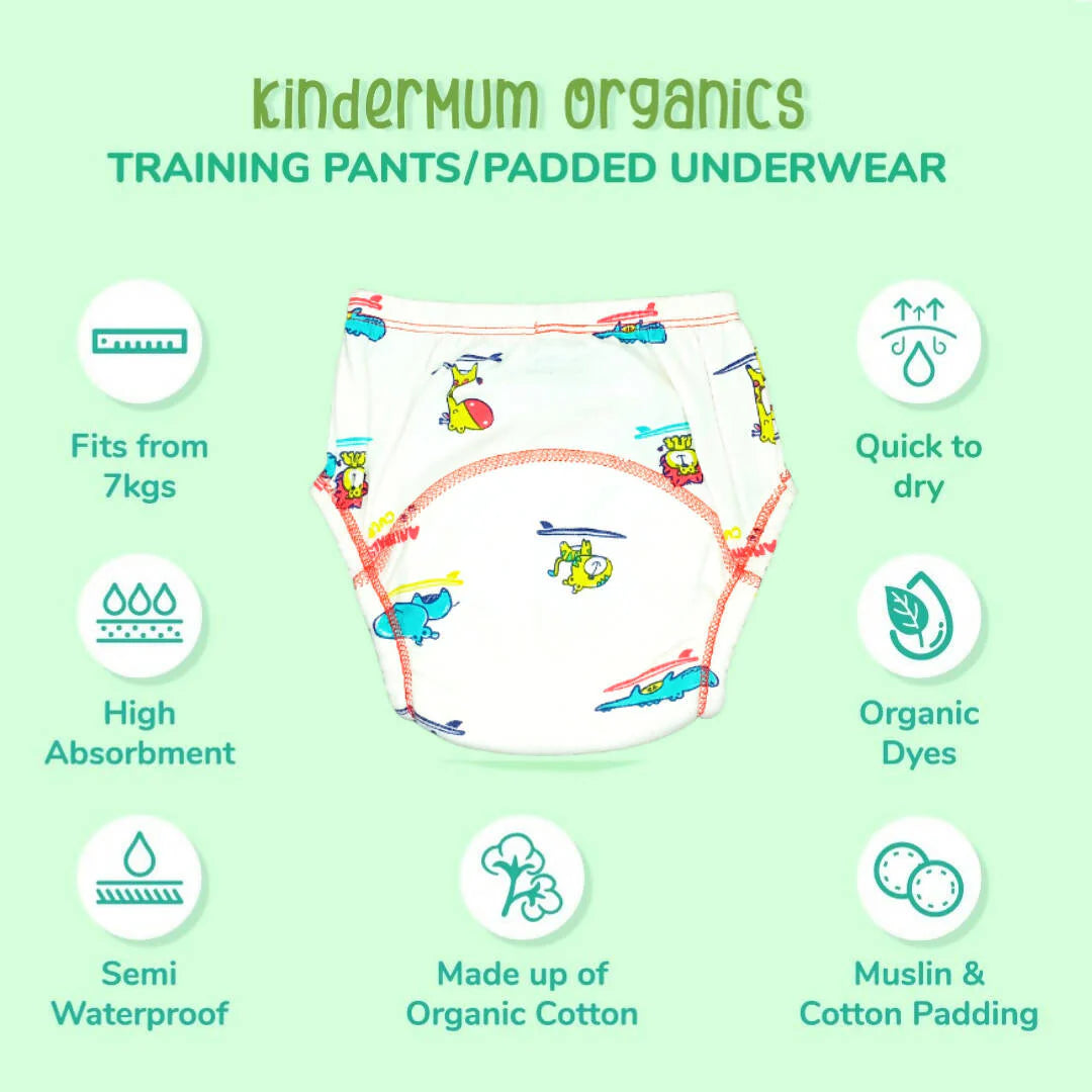 Kindermum Cotton Padded Pull Up Training Pants/ Padded Underwear˜For Kids-Autumn Animals Set of 2 pcs -Medium (9-11 Kgs) - set of 2 Mytrendzcart