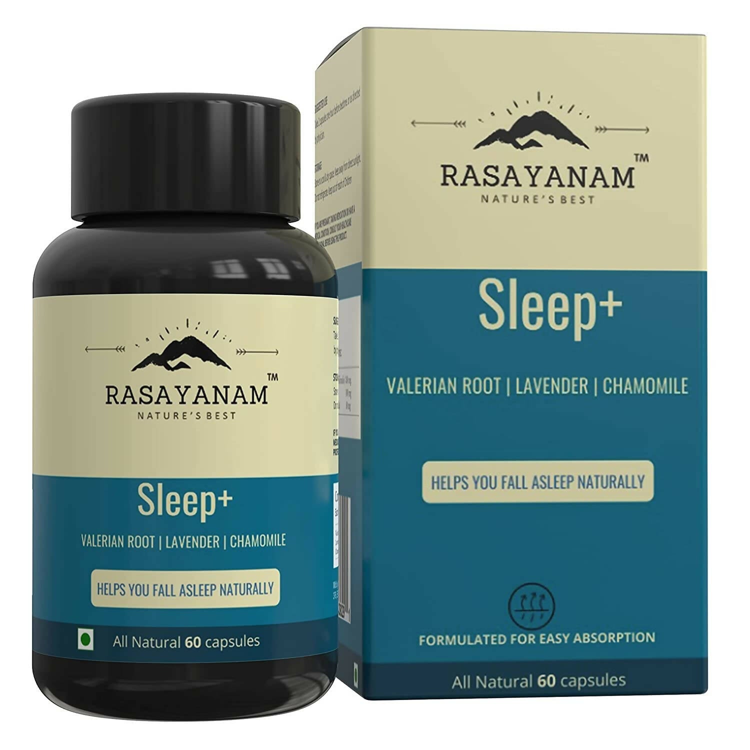 Rasayanam Sleep+ Capsules with Valerian Root, Lavender, Chamomile - Mytrendzcart