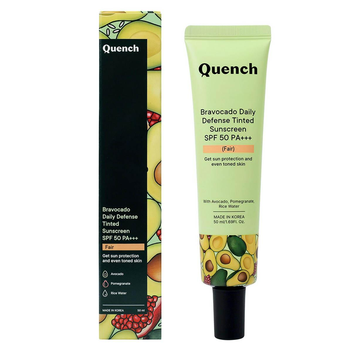 Quench Bravocado SPF 50+ PA++++ Sunscreen Gel With Avocado, Rice Water & Pomegranate, Korean Beauty - Mytrendzcart