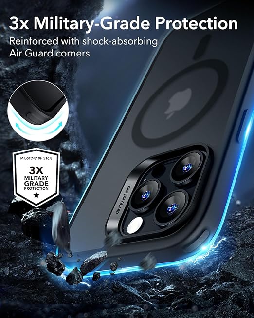 ESR for iPhone 16 Pro Case, Compatible with MagSafe, Shockproof Military - Grade Protection, TPU, Magnetic Phone Case for iPhone 16 Pro, Classic Hybrid Case (HaloLock), Frosted Black - Mytrendzcart