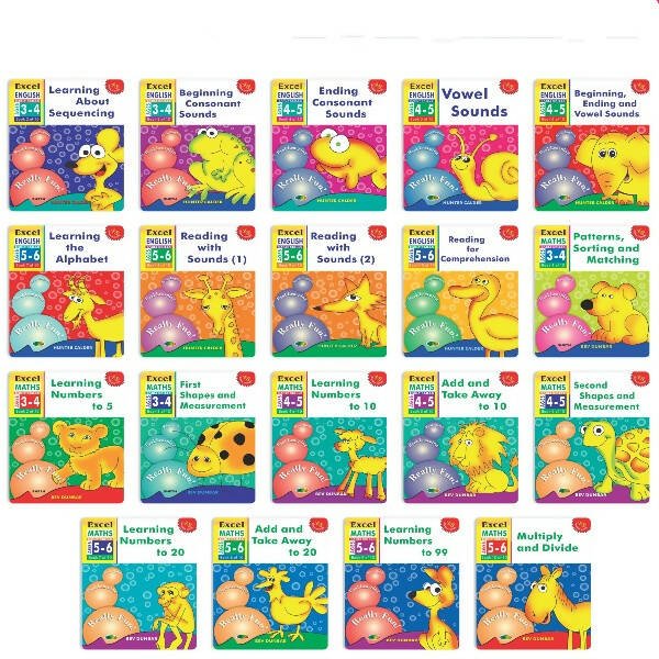 Excel Early Skills English & Maths Books Set of 19| Ages 3 - 6 Years| Learning Alphabet, Numbers, Patterns etc. - Mytrendzcart