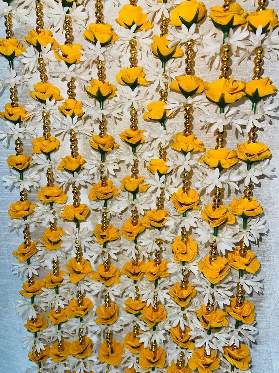 Artificial Foam Flower Toran, 5 Ft, Yellow (Pack of 10)
