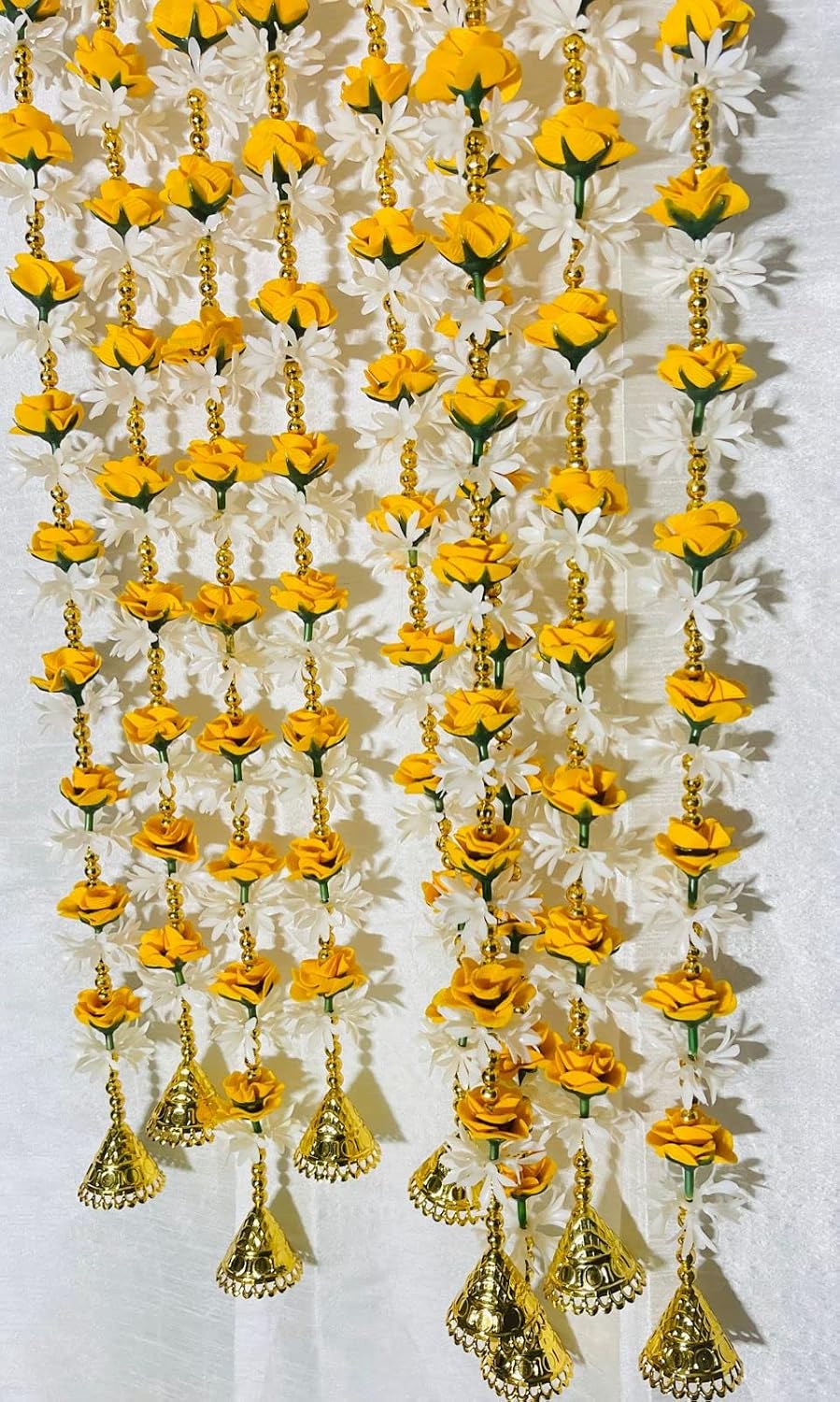 Artificial Foam Flower Toran, 5 Ft, Yellow (Pack of 10)