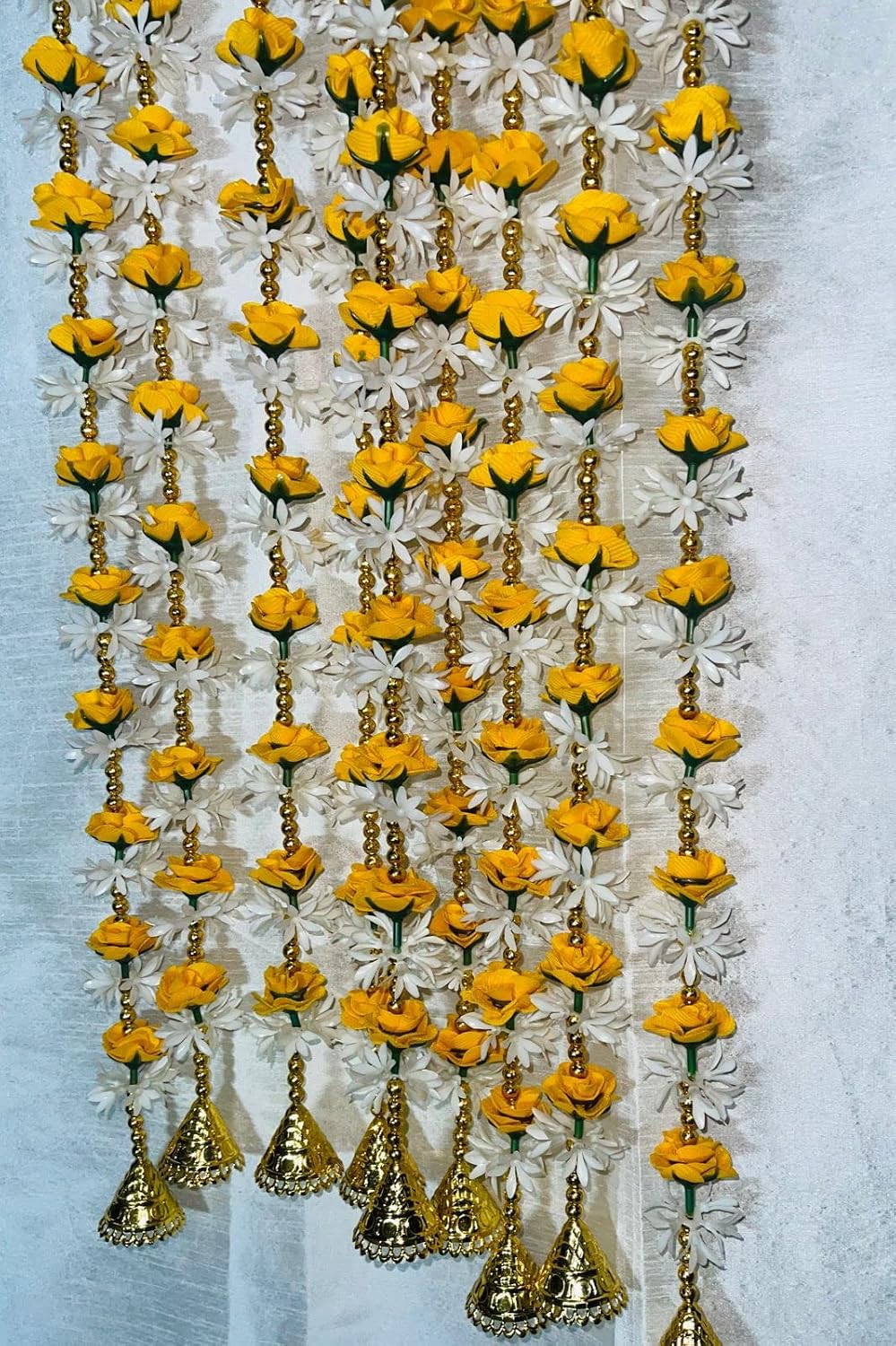 Artificial Foam Flower Toran, 5 Ft, Yellow (Pack of 10)
