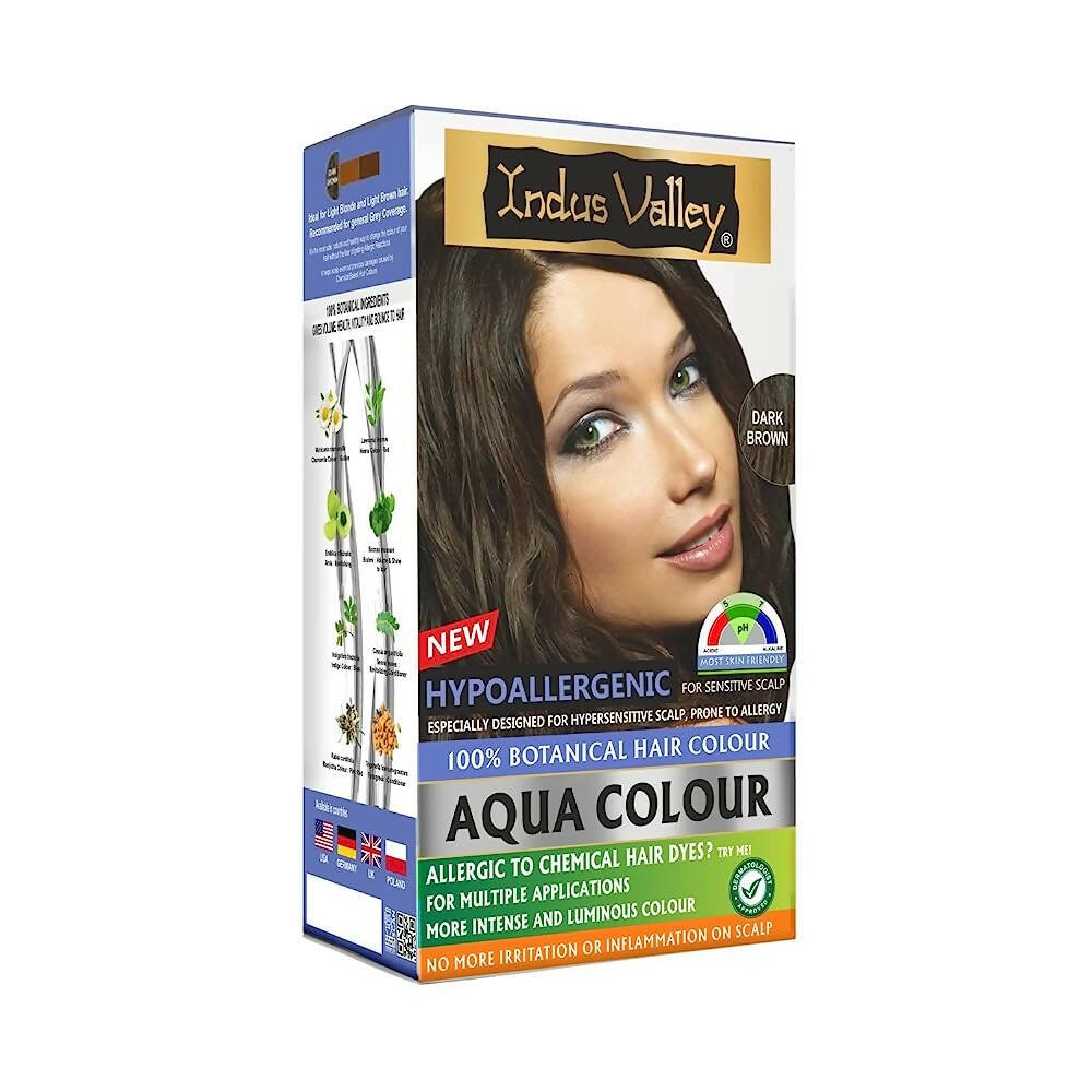Indus Valley Botanical Hypo Allergic Aqua Color For Hair - Dark Brown - Mytrendzcart