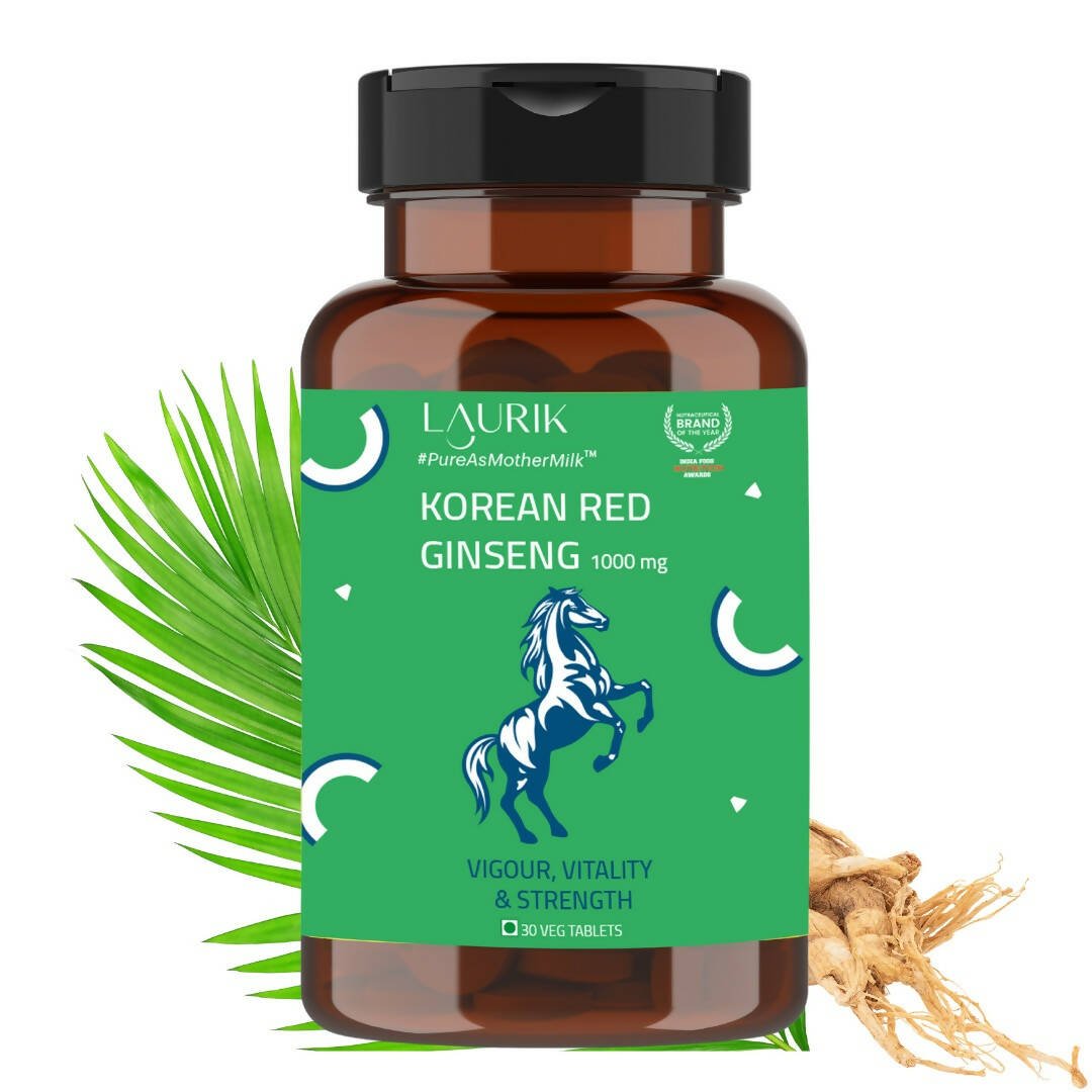 Laurik Koren Red Ginseng 1000Mg Tablets For Men | Natural Plant - Based Supplement For Energy & Stamina - Mytrendzcart