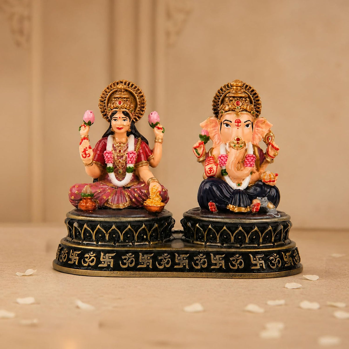 Laxmi Ganesh Idol Set - Resin Murti, 4 Inch