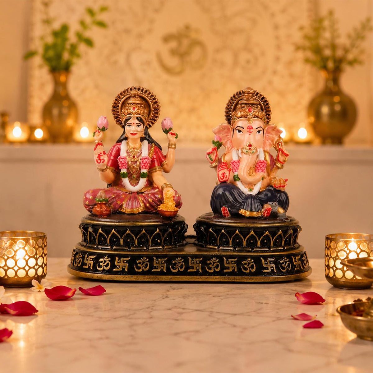 Laxmi Ganesh Idol Set - Resin Murti, 4 Inch