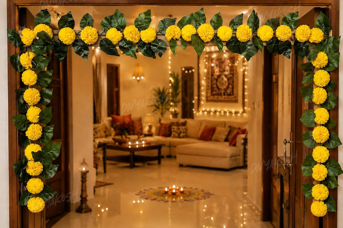 Mango Leaf & Marigold Vine, 80 Inch