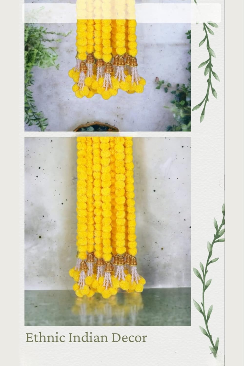 Marigold & Rajnigandha Garland with Bells, 5 Ft (Set of 10)