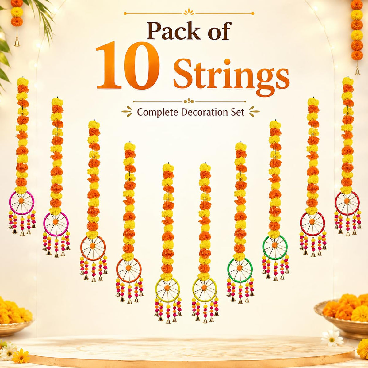 Marigold Ring Bell Hangings (Set of 10)