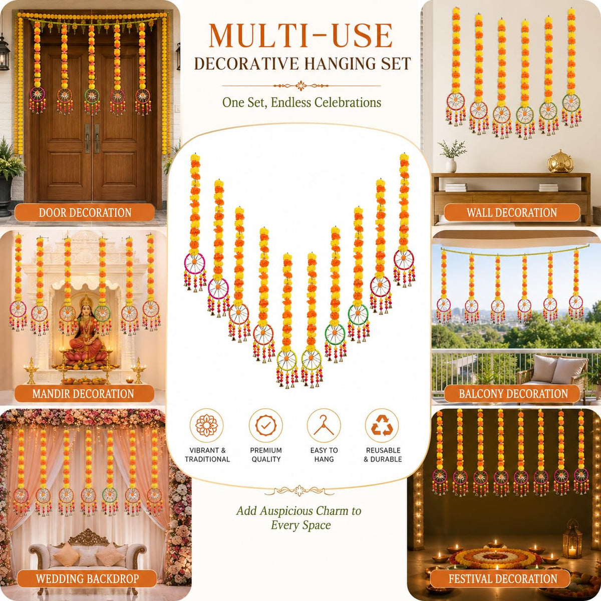 Marigold Ring Bell Hangings (Set of 10)