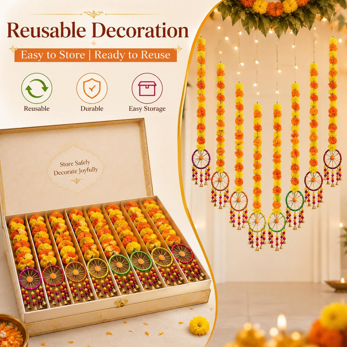 Marigold Ring Bell Hangings (Set of 10)
