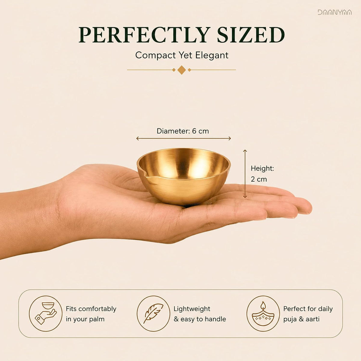 Patterned Brass Diya, 2.5 Inch (Set of 10)