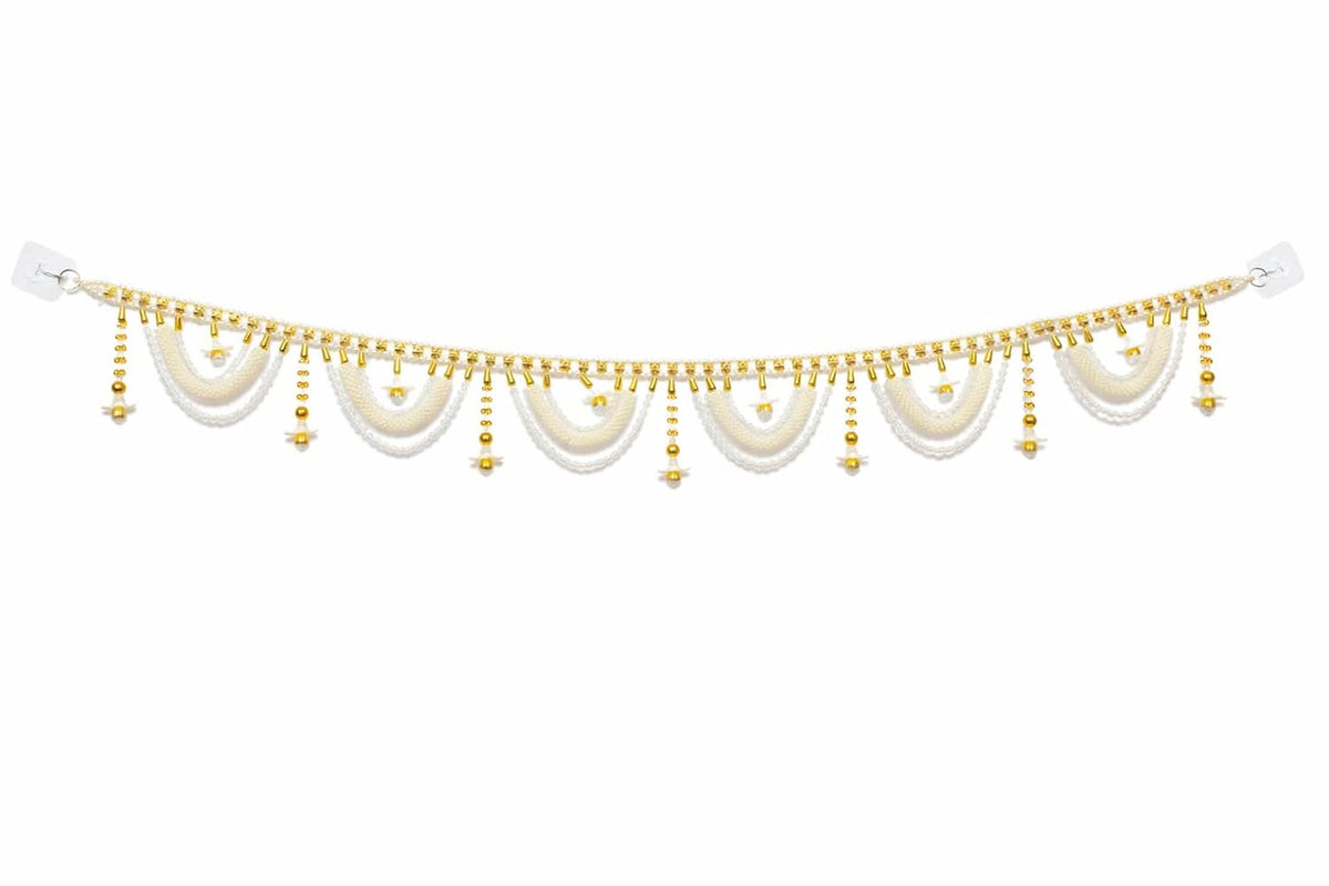 Pearl Beaded Door Toran with Bells, 3 Ft