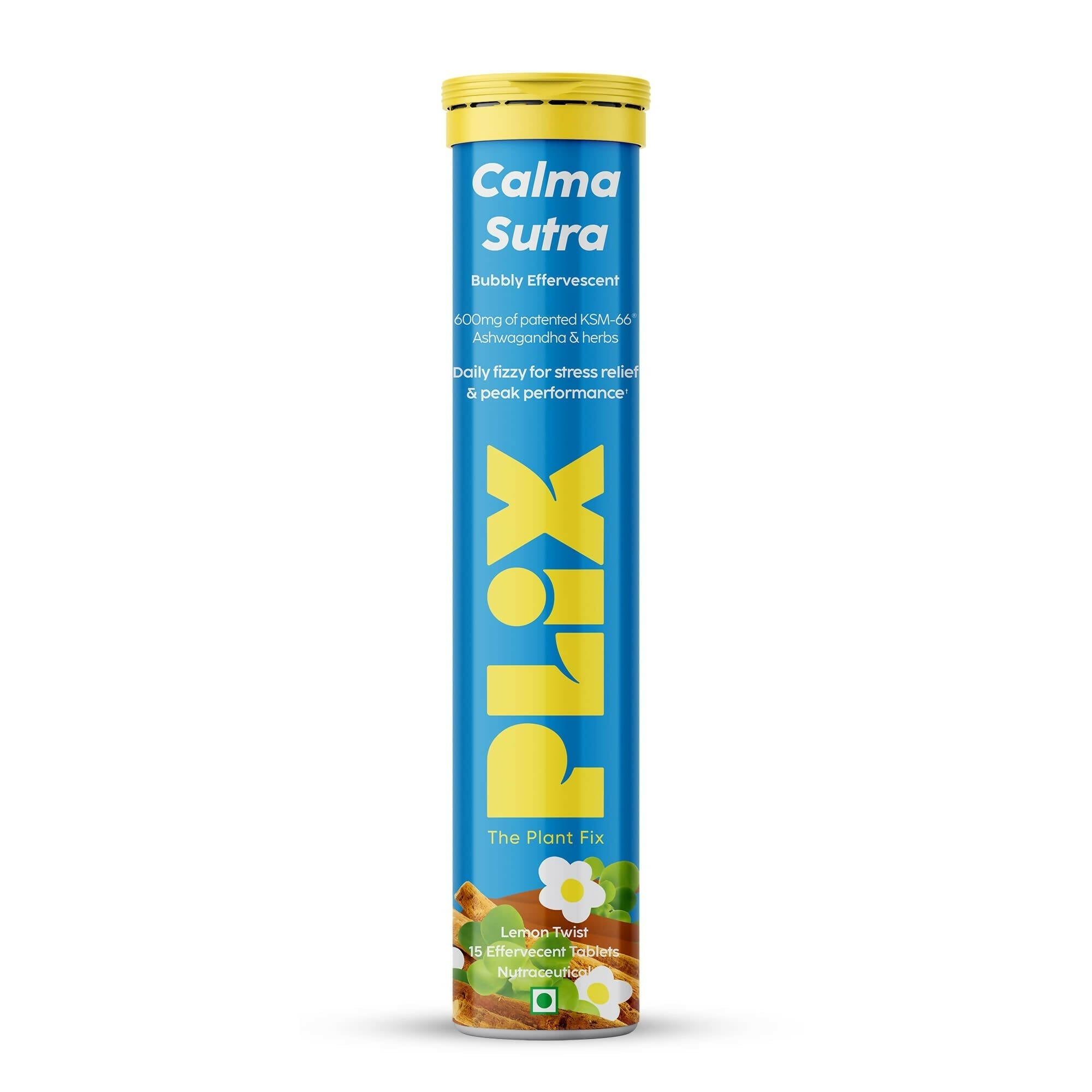 PLIX The Plant Fix Calma Sutra Ashwagandha Effervescent Tablets - Lemon Twist - Mytrendzcart