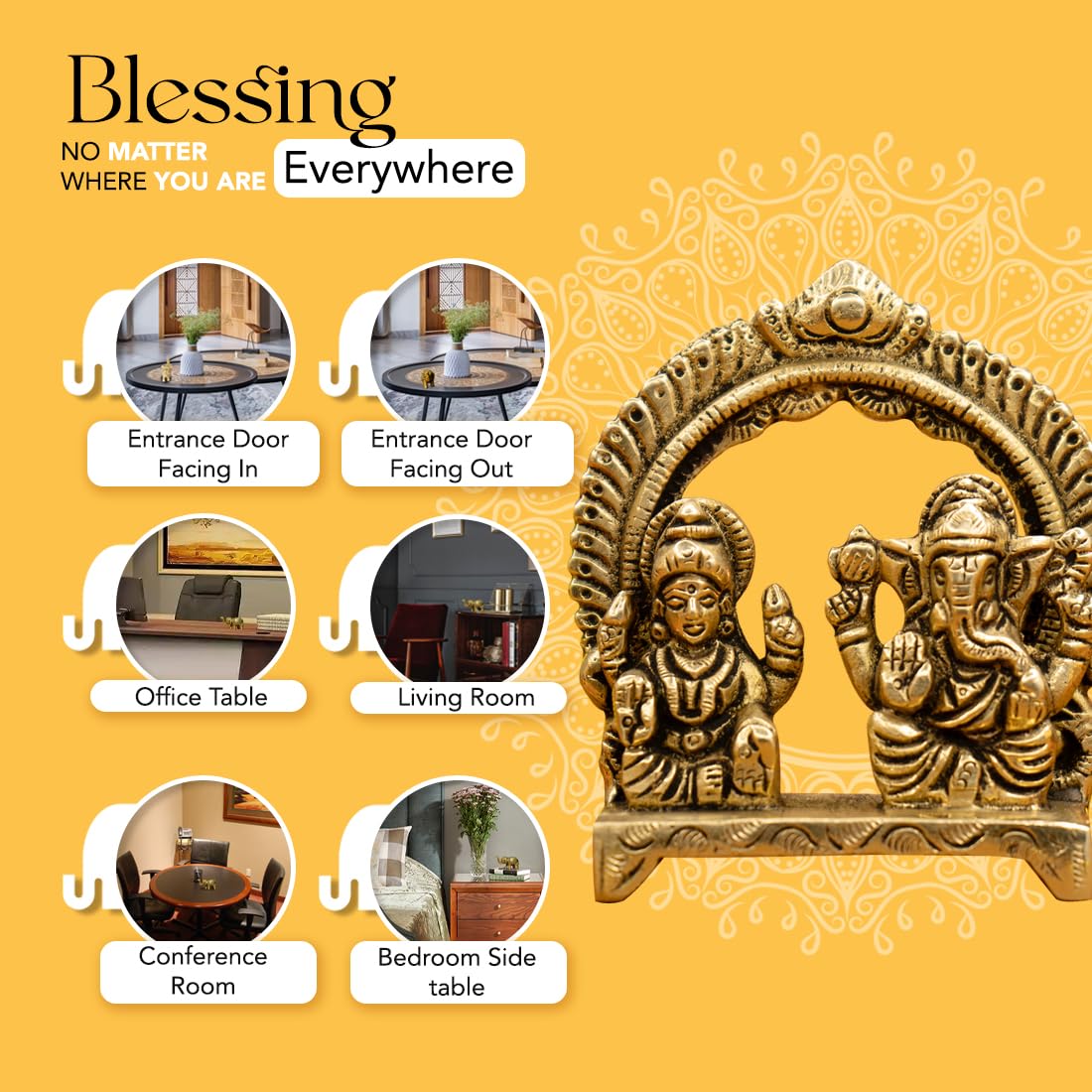 Pure Brass Laxmi Ganesh Idol on Singhasan - 8 cm