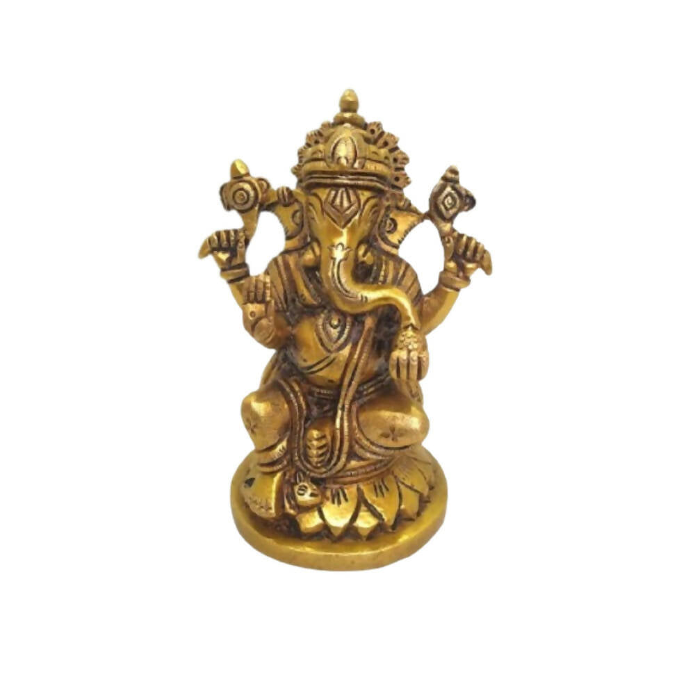 Tamas Brass Lord Ganesha Idol for Home & Office Temple (Golden) - Mytrendzcart