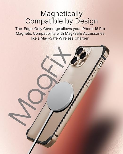 RAEGR iPhone 16 Pro Case | Anodized Aluminum Bumper | Supports Mag - Safe Wireless Charging | Edge Armor Protective Minimal Case Designed for iPhone 16 Pro (6.3 - Inch) (2024) - Desert Titanium RG10579 - Mytrendzcart
