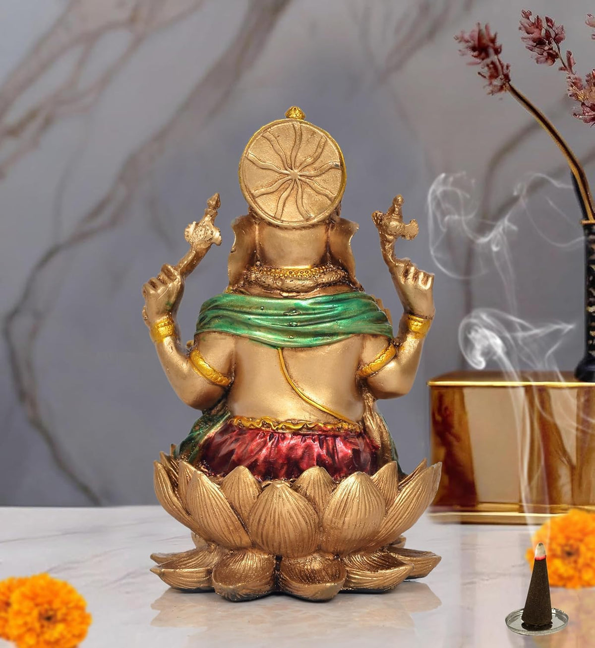 Handcrafted Resin Lakshmi & Ganesha Idol - 7 Inch