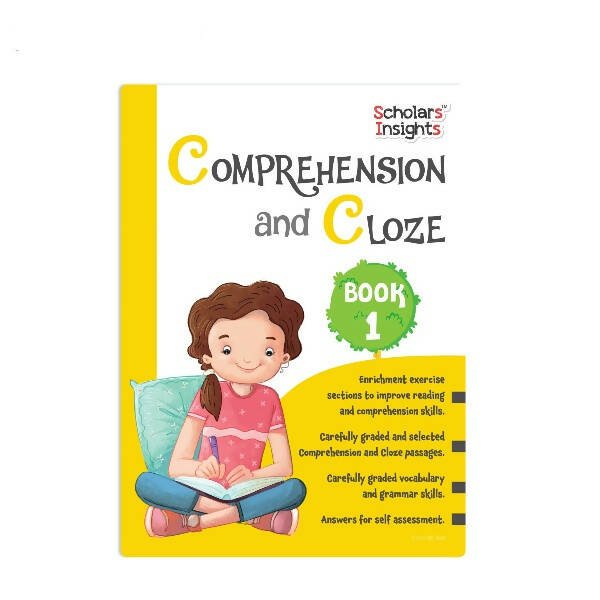 Scholars Insights Comprehension and Cloze Grade 1| English Vocabulary & Grammar Skill Book for Kids| Ages 6 - 7 Years - Mytrendzcart