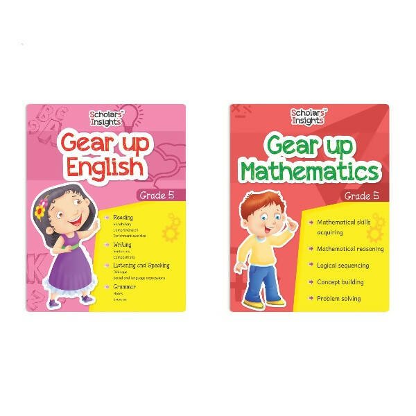 Scholars Insights Gear Up English & Maths Grade 5 Books Set Of 2| Grammar Skills, Maths Logical Reasoning, Problem Solving Book| Ages 10 - 11 Years - Mytrendzcart