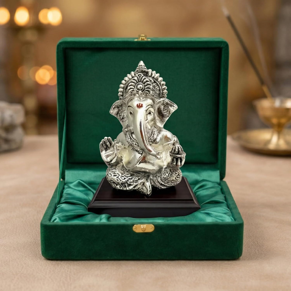 Silver Plated Ganesha Idol - Anti-Tarnish Murti