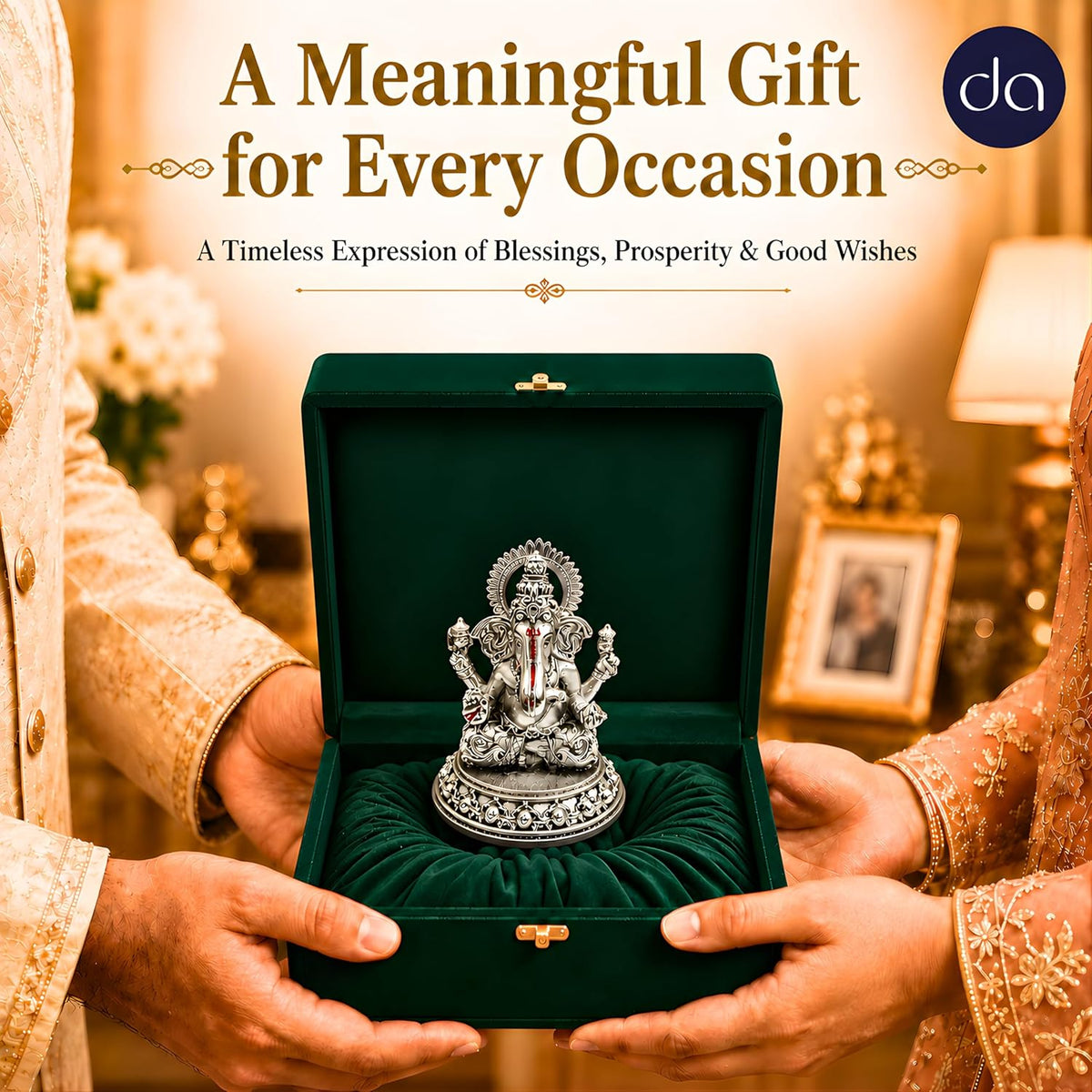 Silver Plated Ganesha Idol - Anti-Tarnish Murti