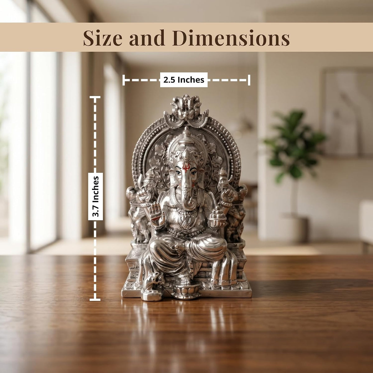 Silver Plated Ganesha Idol - Anti-Tarnish Murti