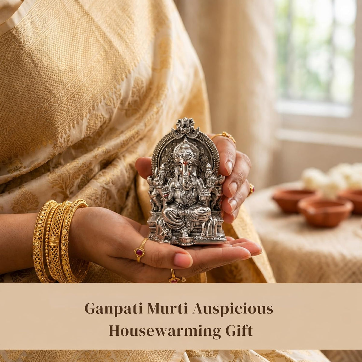 Silver Plated Ganesha Idol - Anti-Tarnish Murti