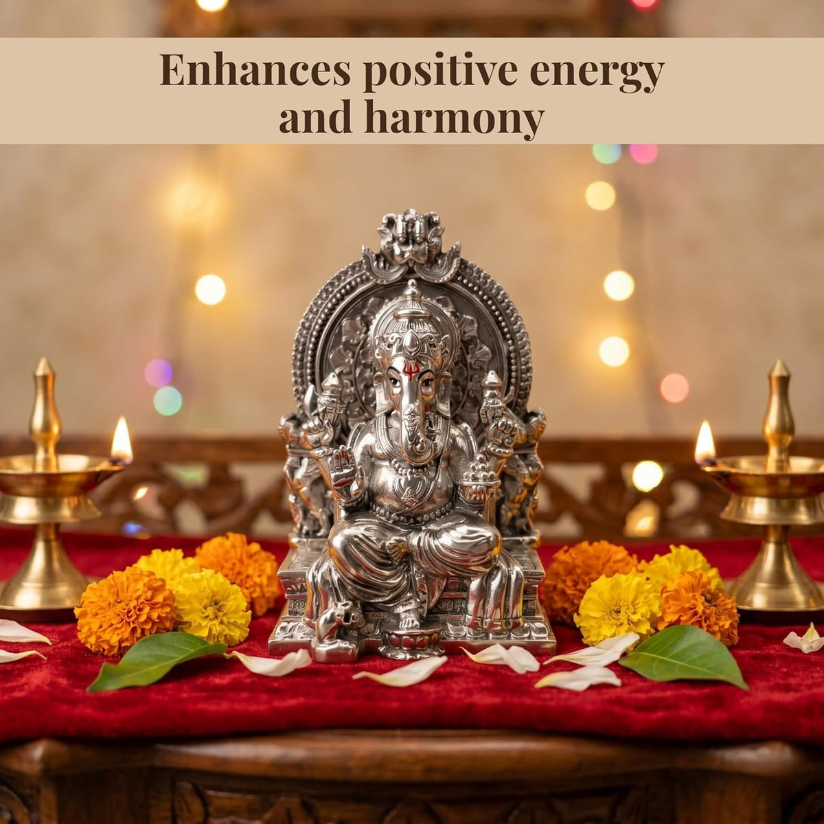 Silver Plated Ganesha Idol - Anti-Tarnish Murti