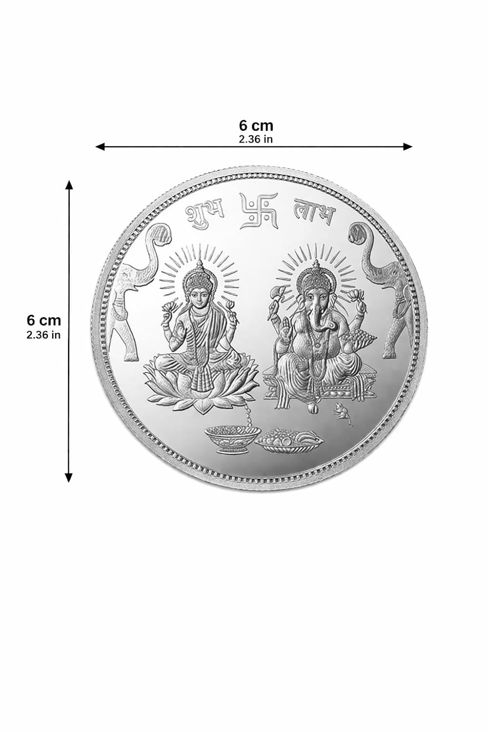 Silver Plated Lakshmi Ganesh Coin, 100 g (Shubh Labh)