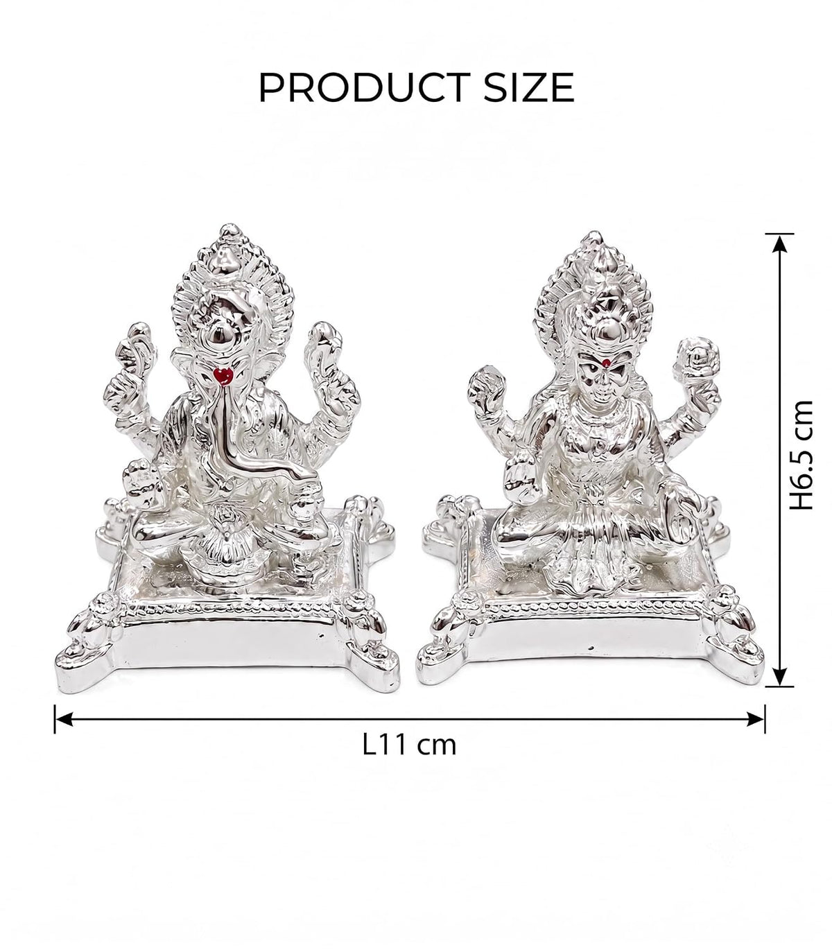 999 Silver Plated Lakshmi Ganesh Idol with Velvet Gift Box