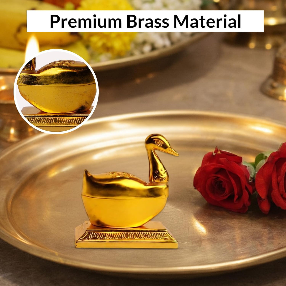 Swan Kumkum Box, Gold Plated (Pack of 6)