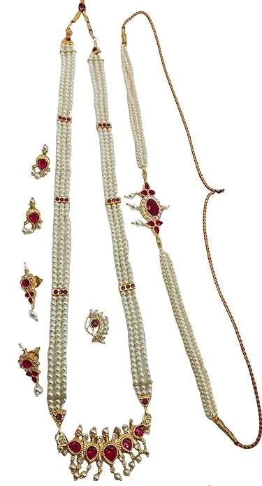 tanmani chinchpeti necklace with nath maharashtrian set - Mytrendzcart