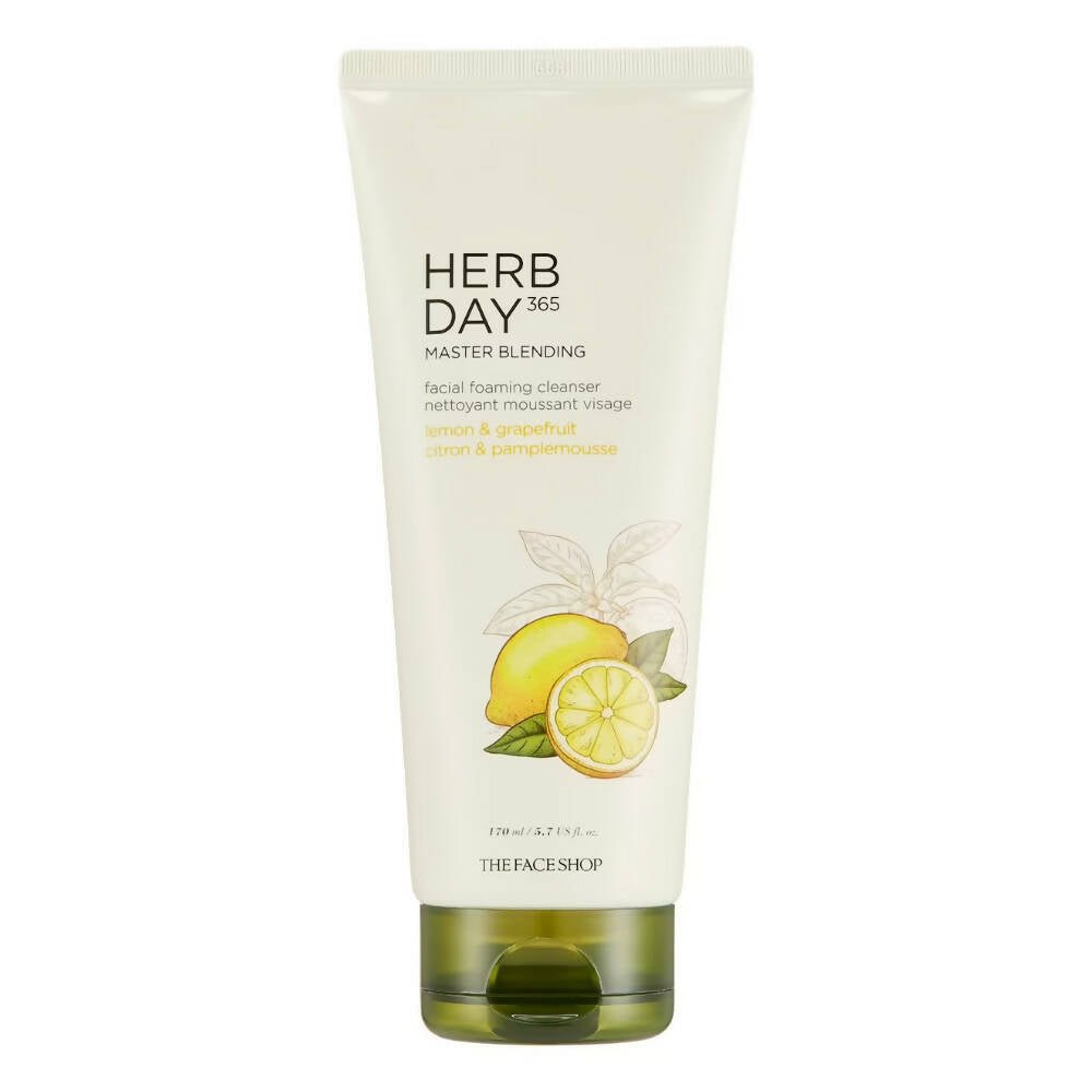 The Face Shop Herb Day 365 Master Blending Foaming Cleanser - Lemon & Grapefruit - Korean Skincare - Mytrendzcart