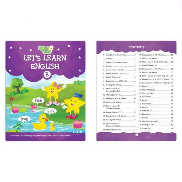 Rising Star Lets Learn English & Maths Activity Book Set B| Set of 2| Ages 3-7 Year| Number 1-100, Shapes, Alphabets - Mytrendzcart