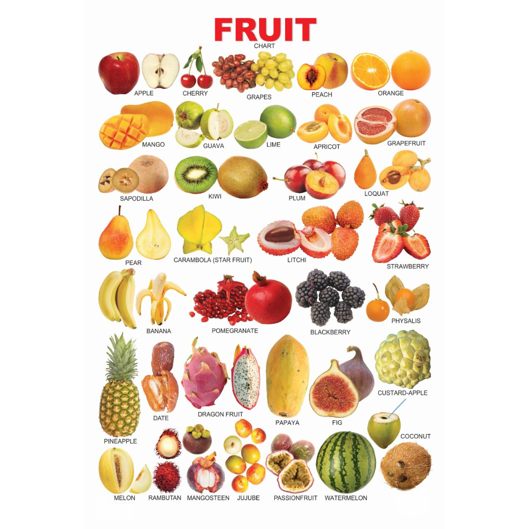 Dreamland Publications Educational Chart for Kids - Fruits (All in One) - Mytrendzcart