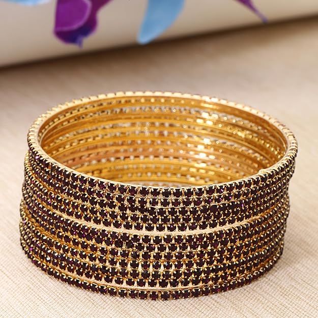 Shining Diva Fashion Set of 12 Latest Traditional Design Gold Plated Stone Bangle for Women Mytrendzcart