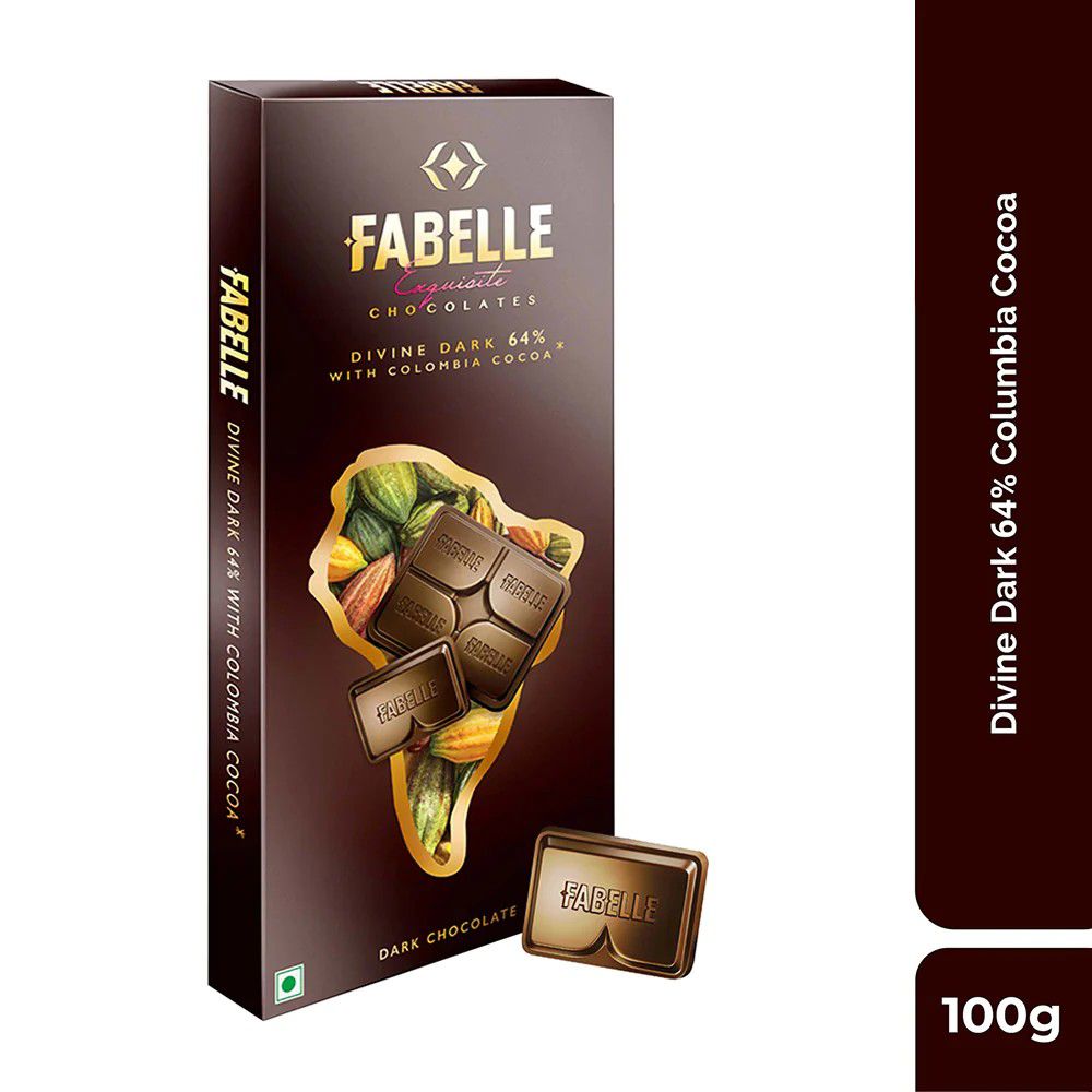 Fabelle Divine Dark 64% With Colombia Cocoa - Dark Chocolate Luxury Bar - Mytrendzcart