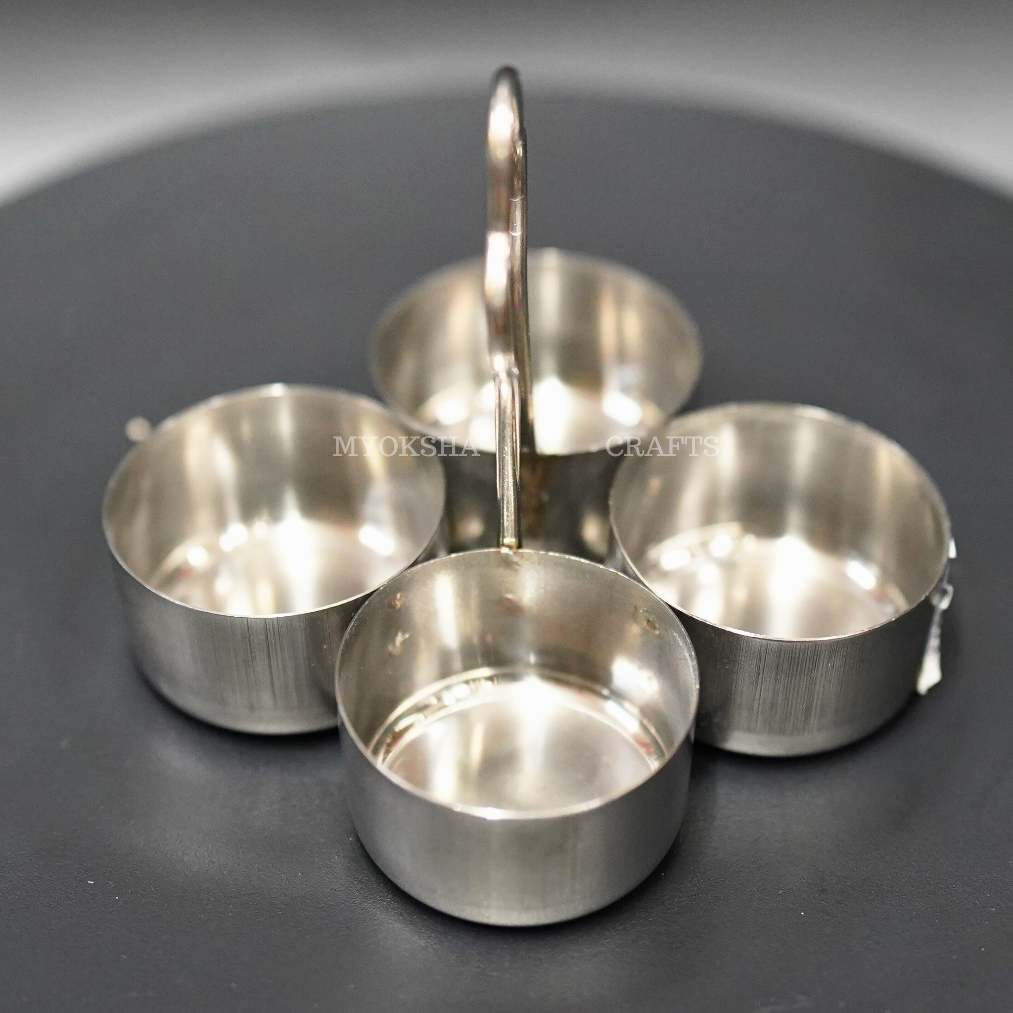 Stainless Steel Chowmukh Haldi Kum Kum Holder: Auspicious Offering for Devotees - Mytrendzcart